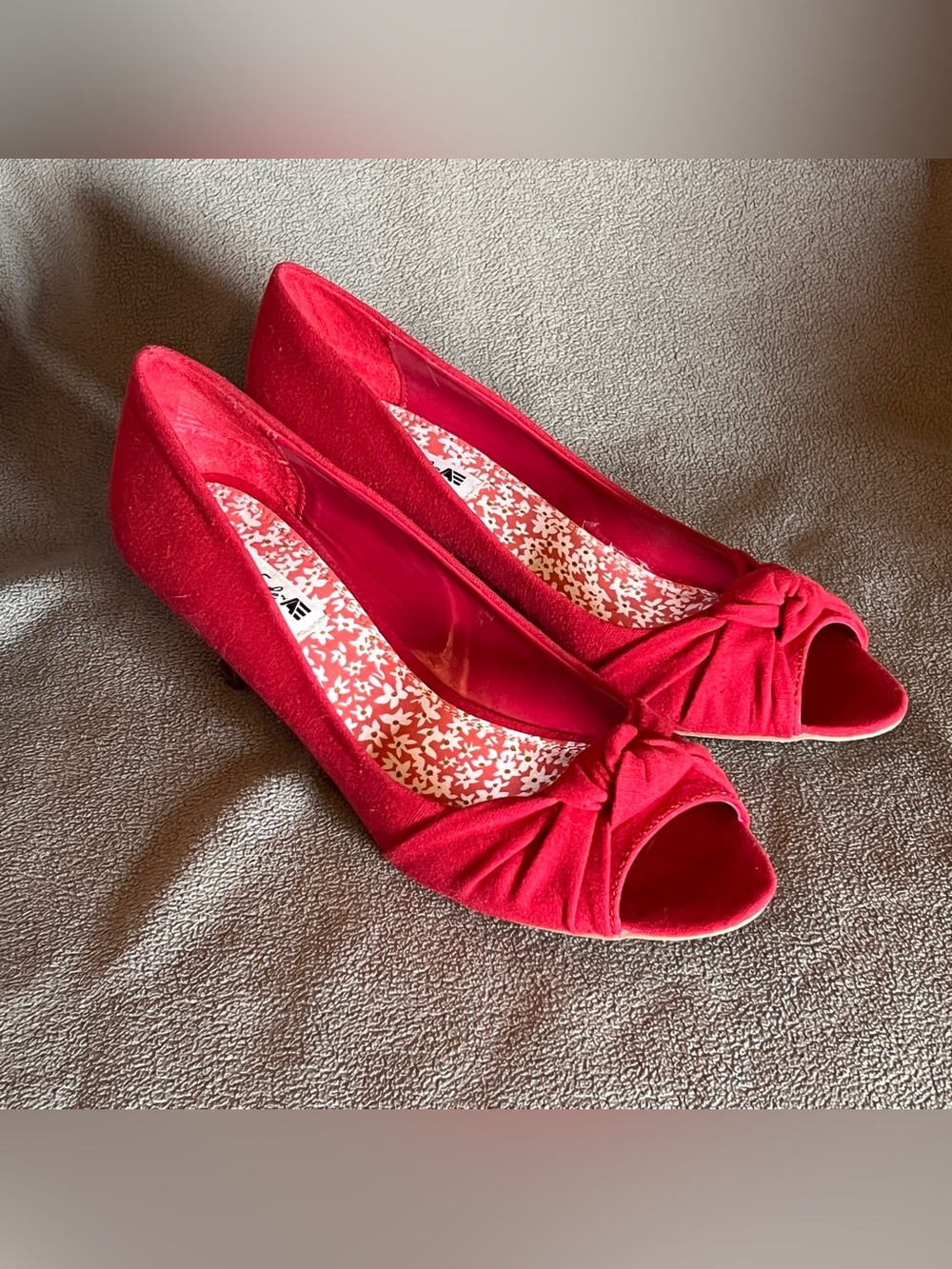 Red Peep-Toe Pumps